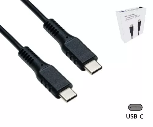 USBCL-C-15S USB C-típusú C-töltőkábel promóciós dobozban, fekete, 1,5m